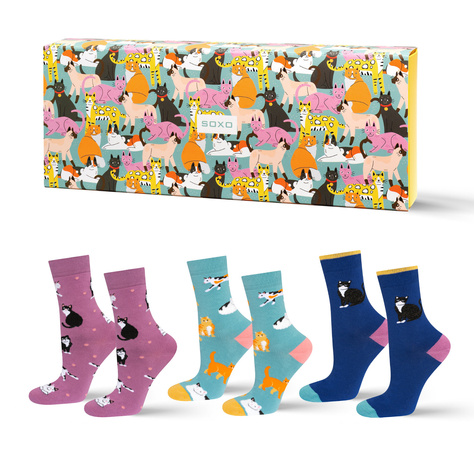 Women's socks SOXO cats in a package - 3 pairs