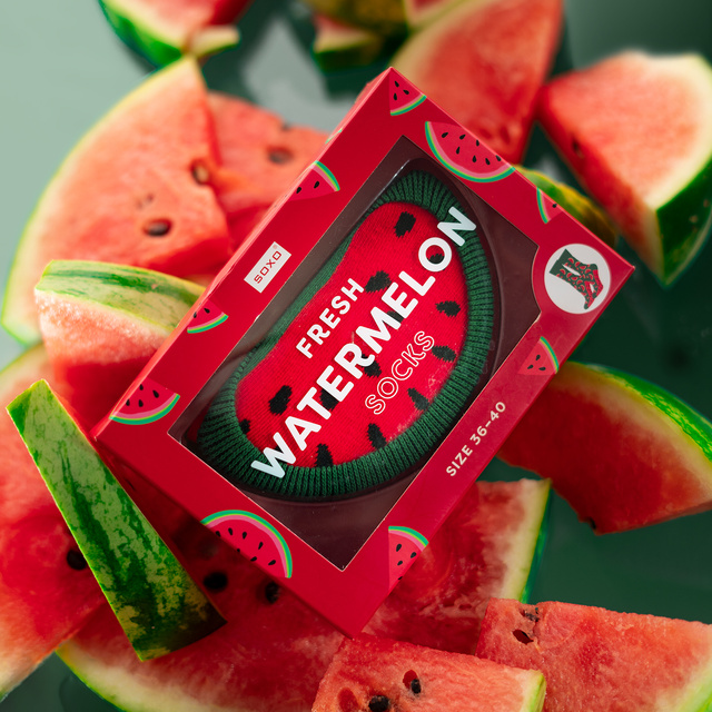 Women's SOXO Socks | Watermelon in a box | A fun gift idea | A fun gift idea | A fun gift.