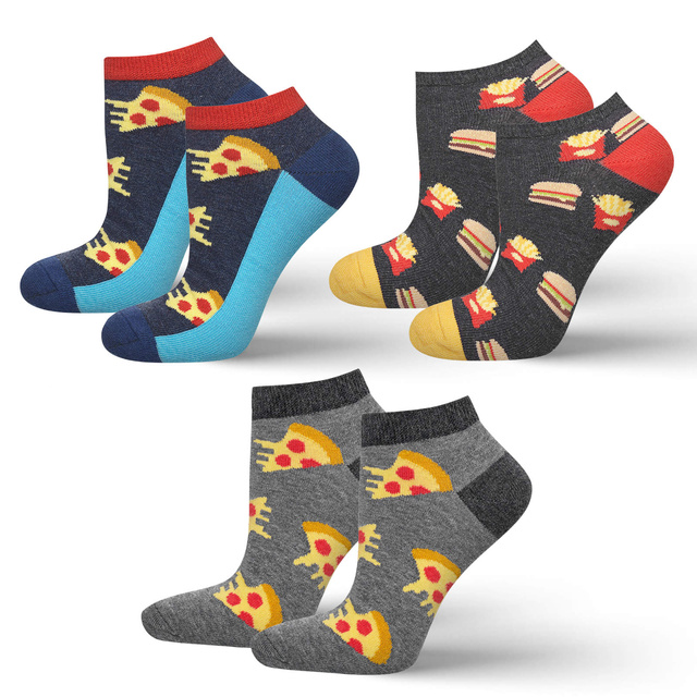 Zestaw 3x Stopki męskie kolorowe SOXO GOOD STUFF bawełniane pizza | fastfood