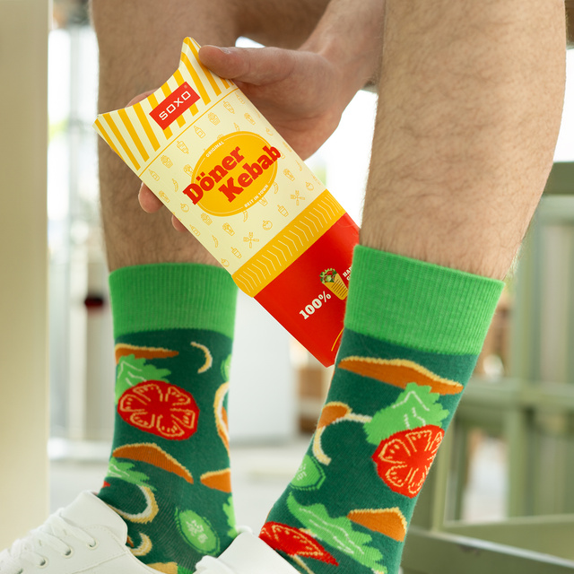 Set of 2x Colorful SOXO men's socks | kebab in a box | funny gift for a man | colors