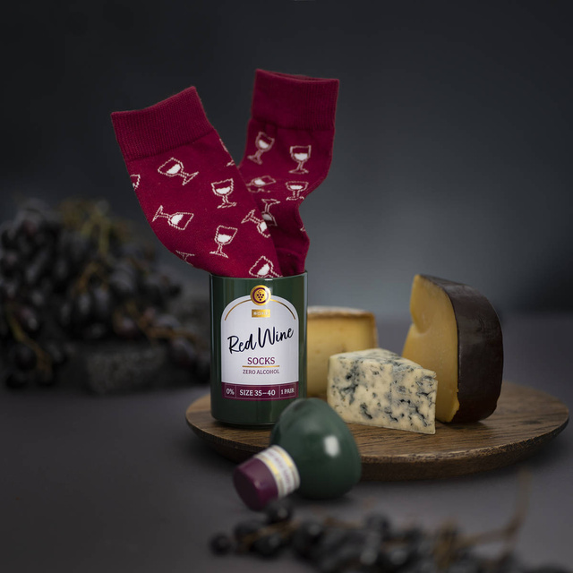 Red Wine Socks in a Bottle