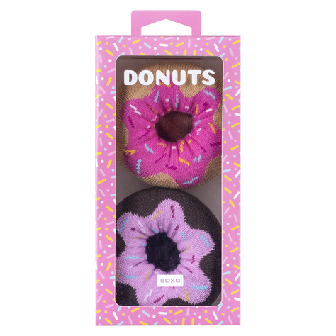 Set of 2x Women's Soxo Donut Socks in a Box | Perfect for a gift | Funny and Happy | pink