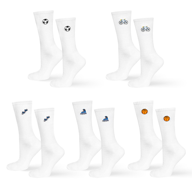 SOXO men's white socks with embroidery - 5 pairs 