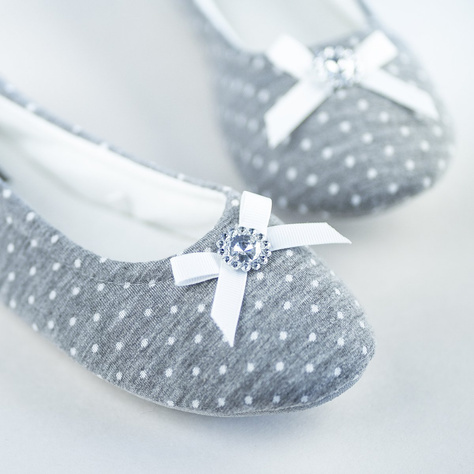 Gray SOXO gray women's slippers with a cotton diamond with a hard TPR sole