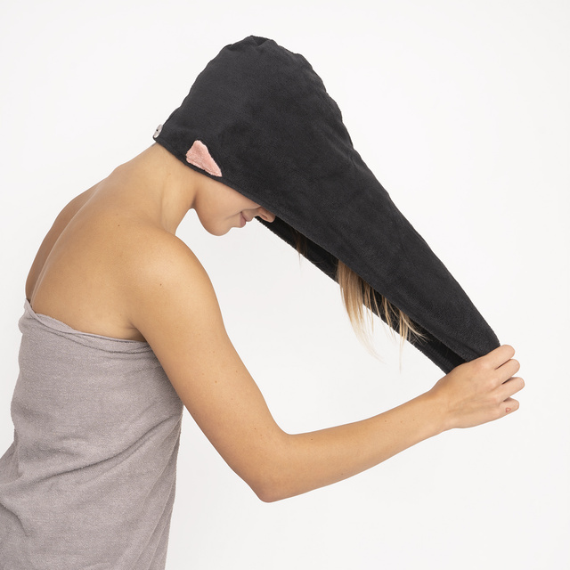 Turban kąpielowy MOMO WAY czarny kot | ręcznik