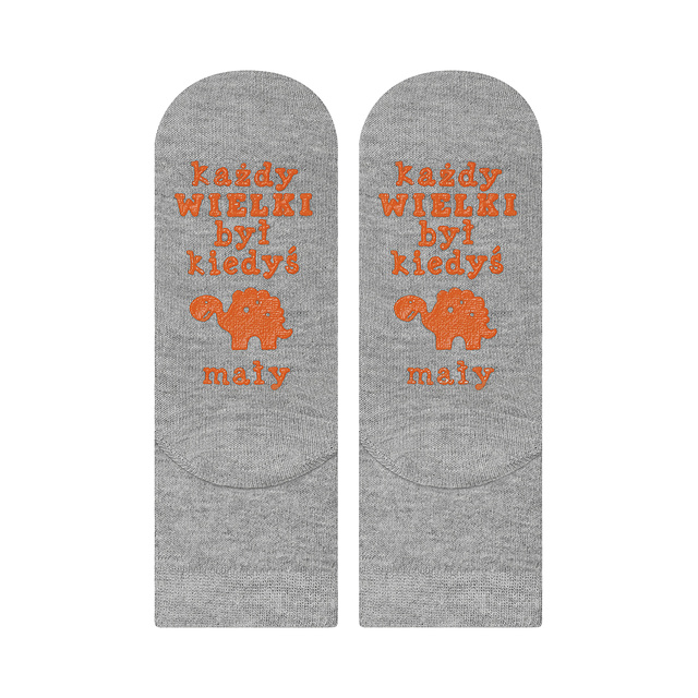 Gray SOXO children's socks with funny Polish inscriptions
