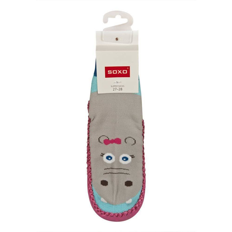 Colorful SOXO children's slippers with a leather sole