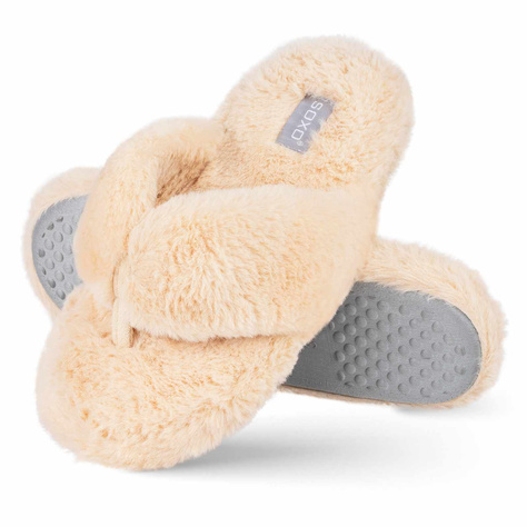 Women's slippers SOXO fur with a hard TPR sole