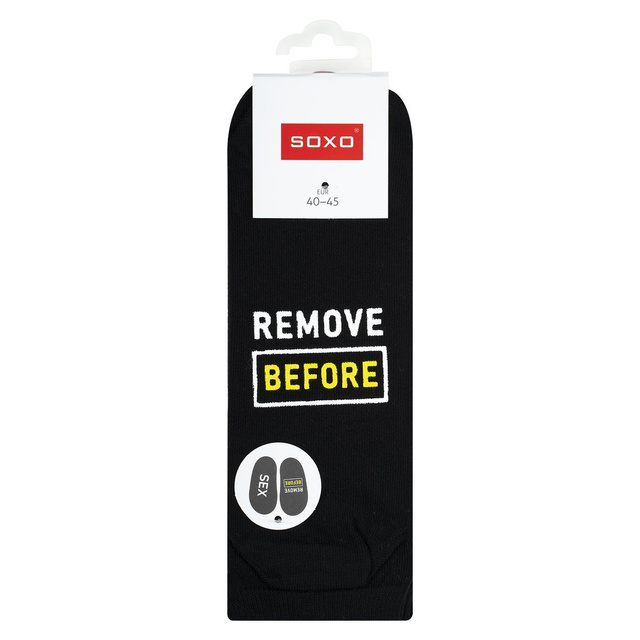 Black men's SOXO socks with funny inscriptions gift