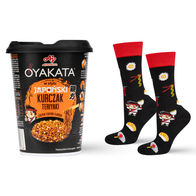 SOXO OYAKATA Teriyaki men's socks in a cup