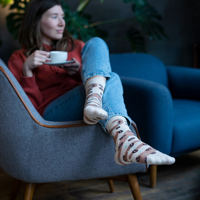 Women's socks SOXO | Coffee in caffe latte | perfect gift idea | Mikołajki | for her