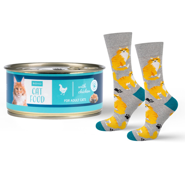 SOXO men's women's socks cat in a can