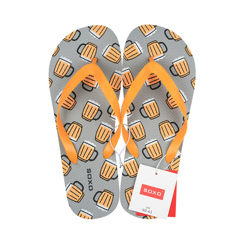 Comfort Women's and Men's Beach Flip-flops SOXO | Happy & Colorful Beer | Perfect for Beach Holidays and Swimming Pool