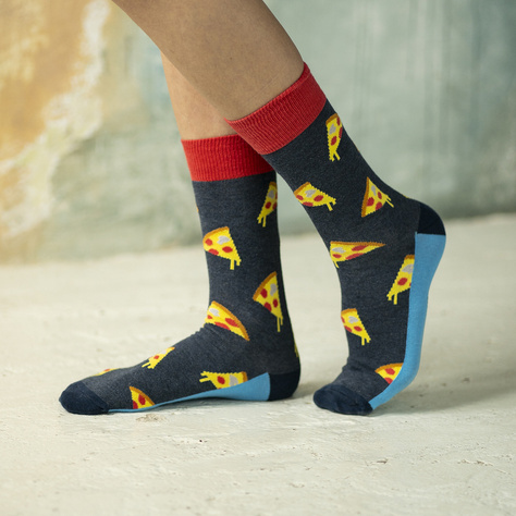 Men's colorful SOXO GOOD STUFF socks funny pizza