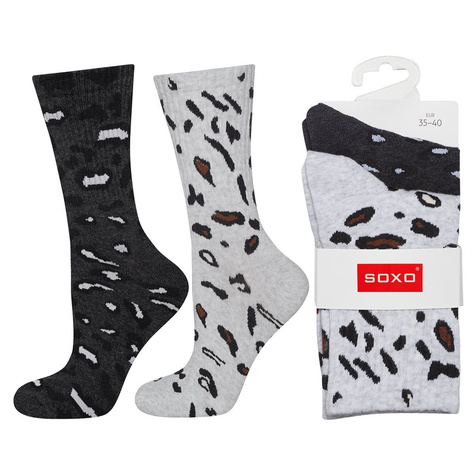 Set of 2x Colorful SOXO women's socks, classic, leopard print