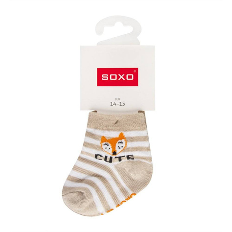 Set of 6x SOXO white baby socks with ABS inscriptions