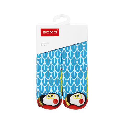 Colorful SOXO baby socks with a rattle and ABS