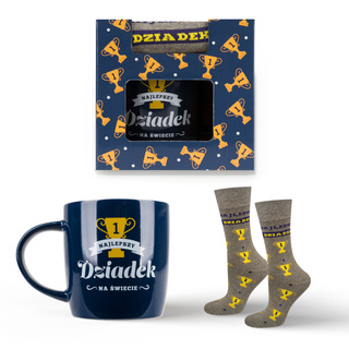 Men's colorful SOXO GOOD STUFF socks, cotton with Polish inscriptions for Grandpa