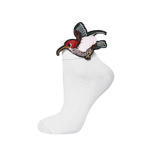 White women's SOXO socks cotton with a hummingbird