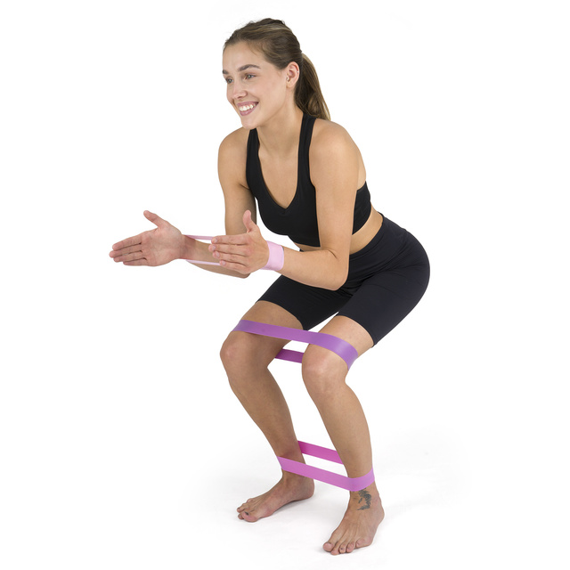 Set of 3x Soxo pink resistance bands for exercise