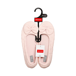 Pink SOXO women's ballerina slippers with a bow