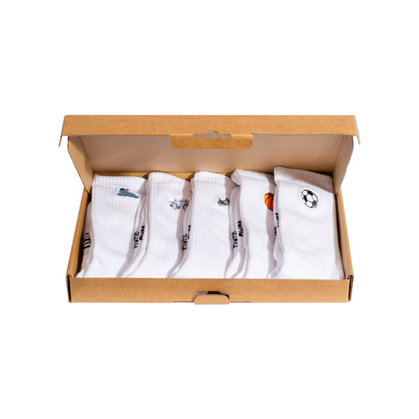 SOXO men's white socks with embroidery - 5 pairs 