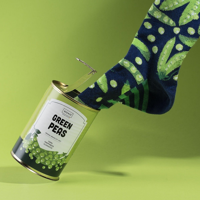 Green Peas Socks in a Can