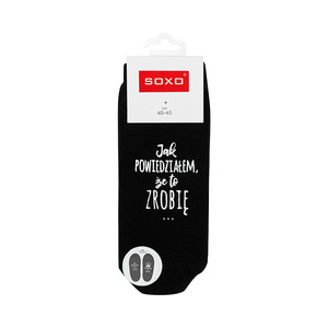 Men's long SOXO socks with funny polish inscriptions cotton