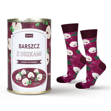 Men's colorful SOXO GOOD STUFF socks borscht with canned 