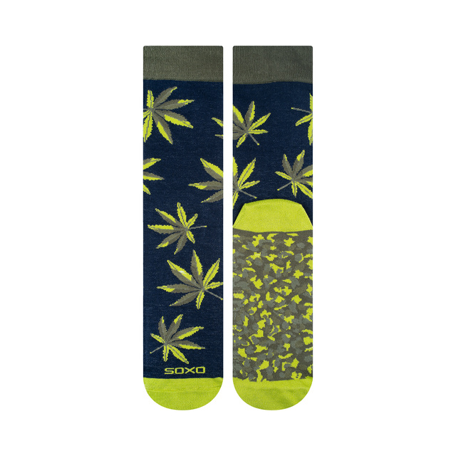 Men's colorful SOXO GOOD STUFF marijuana socks in a jar funny cotton