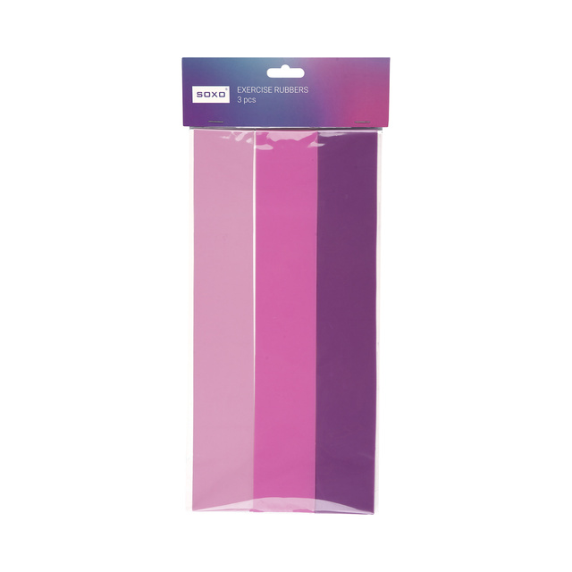 Set of 3x Soxo pink resistance bands for exercise