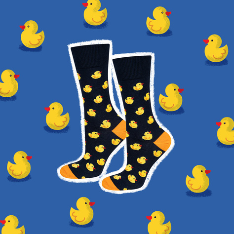 Colorful SOXO GOOD STUFF men's socks with ducklings