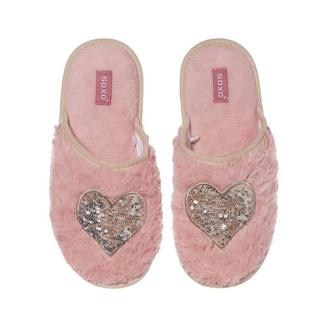 Women's Pink SOXO slippers with a heart and a hard TPR sole