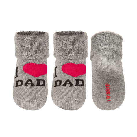 Skarpetki niemowlęce szare SOXO I love dad | z napisami