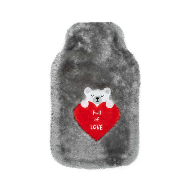 Gray hot water bottle SOXO full of love heater