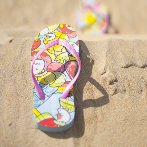 Comfort Women's and Men's Beach Flip-flops SOXO | Happy and colorful fruit | Perfect for Beach Holidays and Swimming Pool