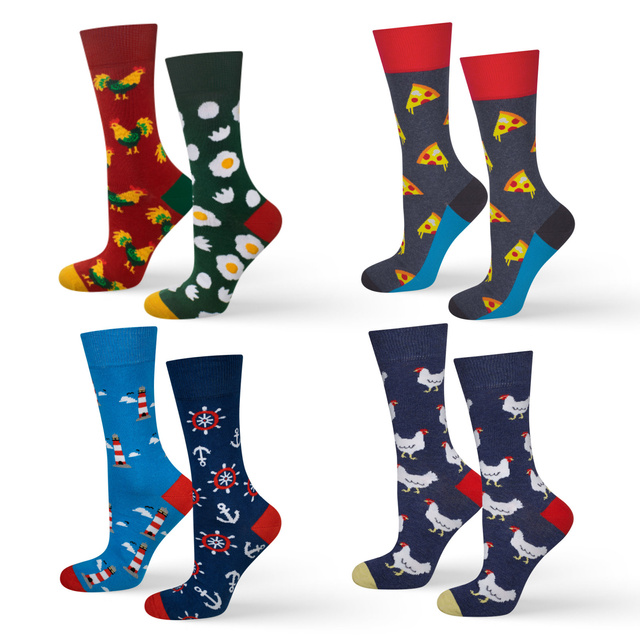 SOXO men's colorful socks hen | pizza | lantern | egg - 4 pairs