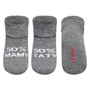 SOXO gray baby socks with inscriptions