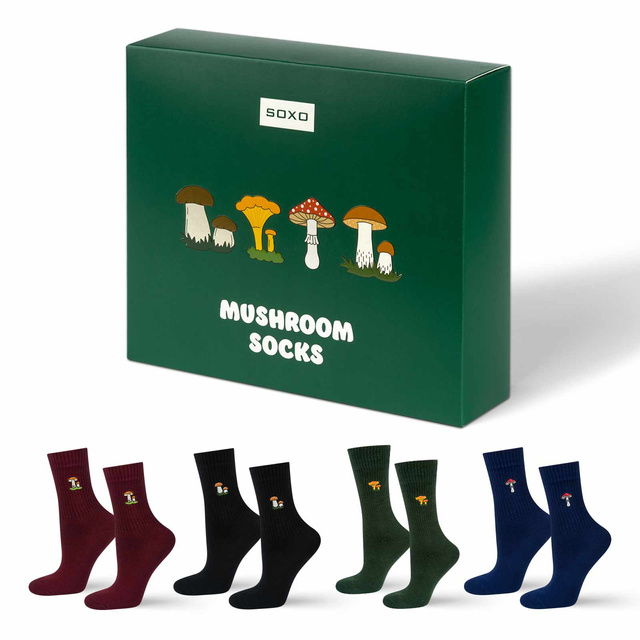 Set of 4x SOXO men's mushroom socks in a pack premium edition