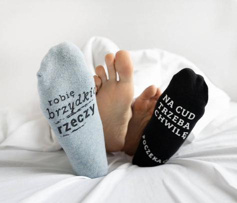 Men's long black SOXO socks with Polish inscriptions cotton funny