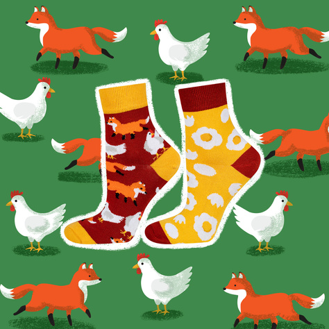 Women's colorful SOXO socks mismatched cotton hen and egg