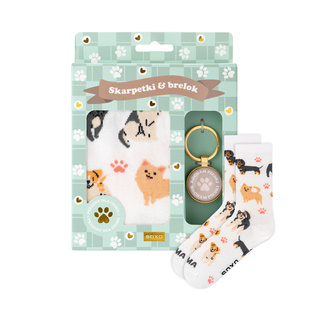 I Love Dogs Socks + Keychain Set