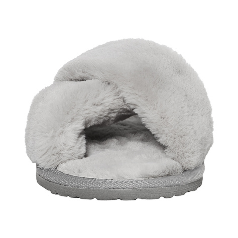 Women's slippers SOXO fur gray with a hard TPR sole