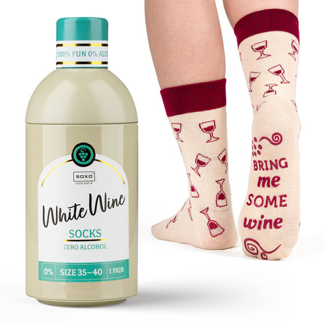 Women's SOXO GOOD STUFF socks with White Wine in a bottle