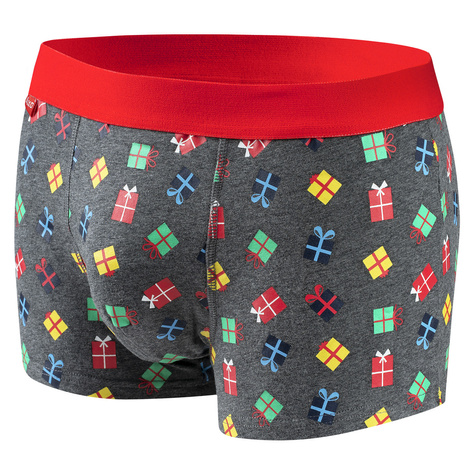 Set of 2 x Christmas houses GOOD STUFF: 4 x men's socks and 4 x men's boxer shorts, Christmas gift for him 