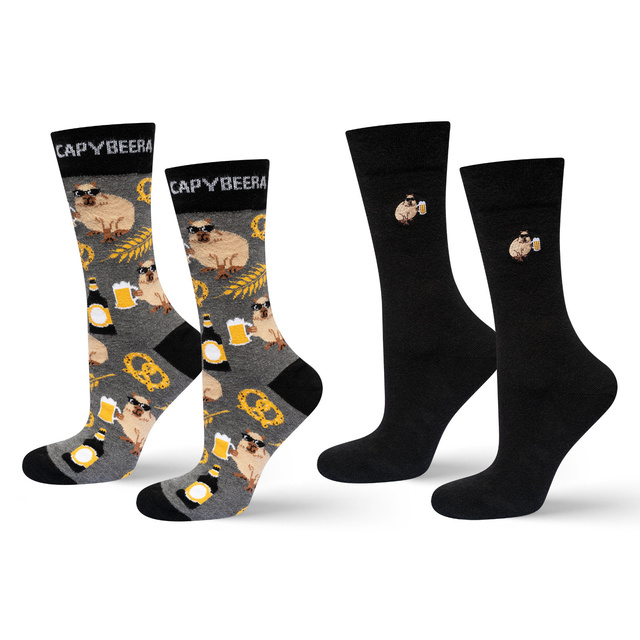 SOXO men's capybara socks with beer - 2 