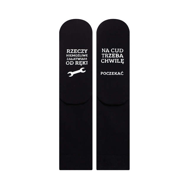 Men's long black SOXO socks with Polish inscriptions cotton funny