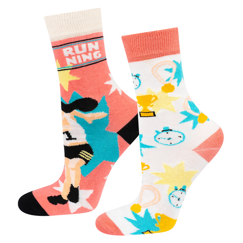 Set in a box 6x Colorful SOXO women's socks pizza