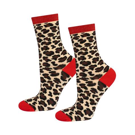 SOXO Women's Leopard Classic Socks in Packaging - 3 Pairs