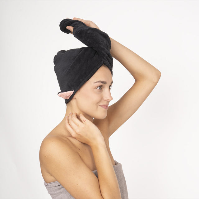 Turban kąpielowy MOMO WAY czarny kot | ręcznik